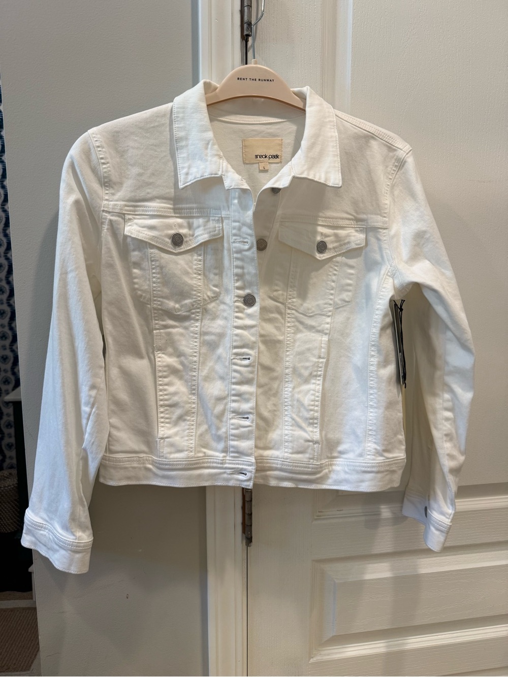 Sneak Peek White Denim Jacket - Women's Classic Trucker